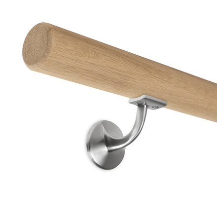 Picture: Handrail set oak raw with holder with hanger bolt