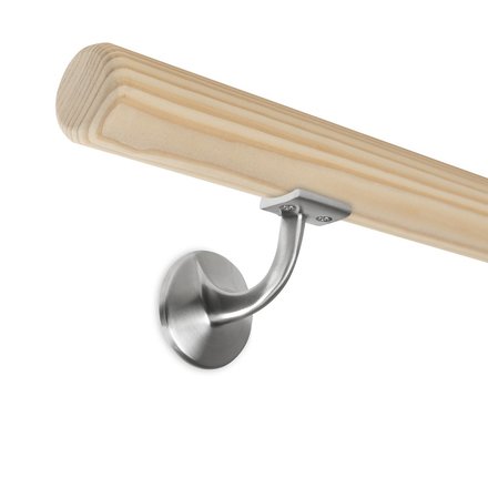 Picture: Handrail set pine raw with holder with hanger bolt