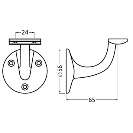 Handlaufhalter silber gerade Auflage mit Schraublcher