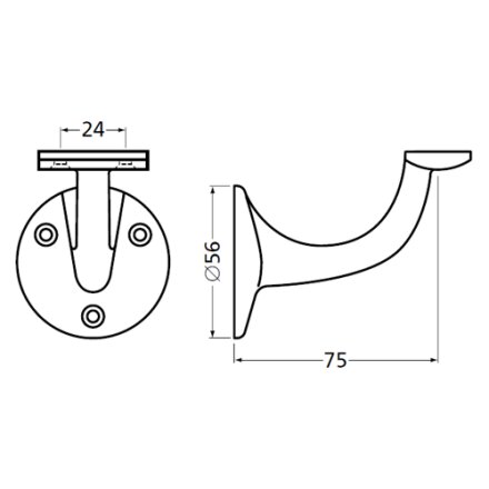 Handlaufhalter silber gerade Auflage mit Schraublcher