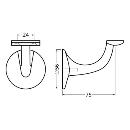 Handlaufhalter silber gerade Auflage mit Stockschraube