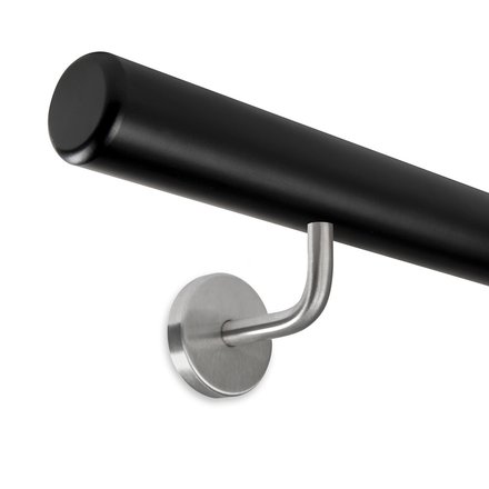 Picture: Handrail black with holders for screwing in, holder 1