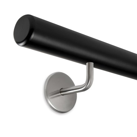 Picture: Handrail black with holders for screwing in, holder 2