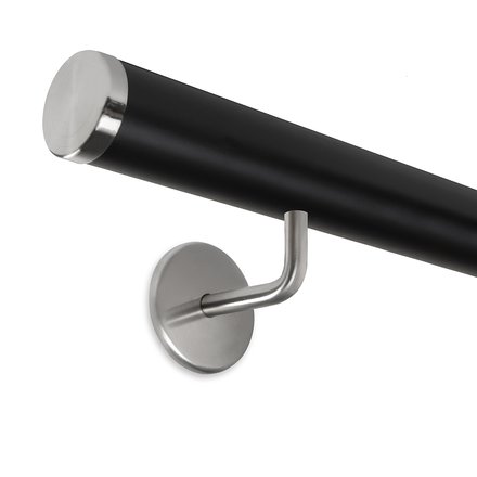 Picture: Handrail black with stainless steel end cap flat and holder 2