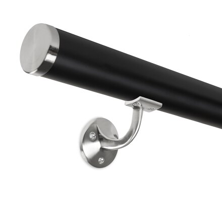 Handrail Black  45 incl. caps flat + brackets