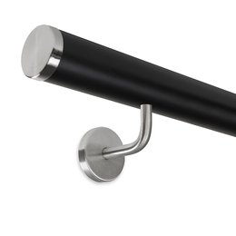 Picture: Handrail black with stainless steel end cap flat...