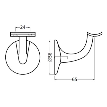 Handlaufhalter grau runde Auflage mit Stockschraube