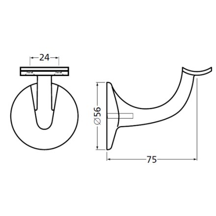 Handlaufhalter grau runde Auflage mit Stockschraube