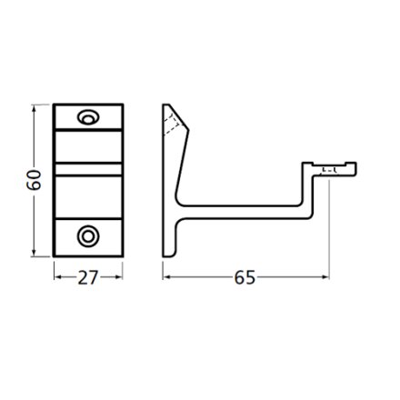 Handrail bracket grey straight support flat