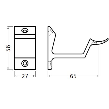 Handlaufhalter grau runde Auflage flach