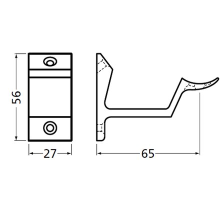 Handrail bracket grey round support flat