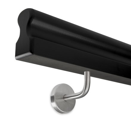 Picture: Handrail black omega 45x80mm with holders for screwing in, holder 1