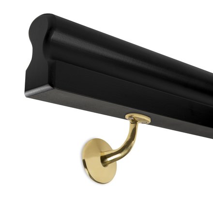 Handrail Black Omega 45x80mm with brass holders