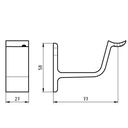 Handrail bracket silver round support curved with cap nut