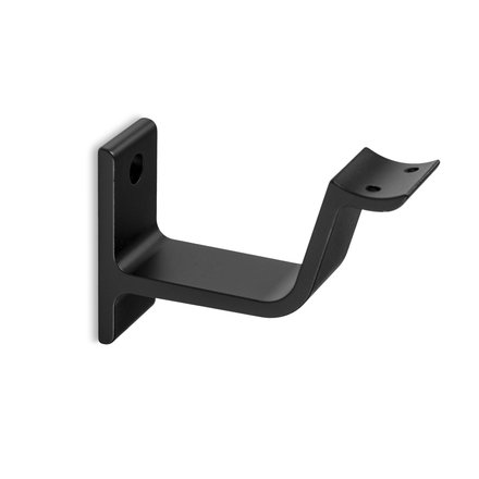 Picture: Handrail holder black matt round support curved with cap nut