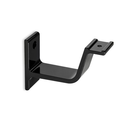 Picture: Handrail holder black matt straight support curved with cap nut (horizontal)