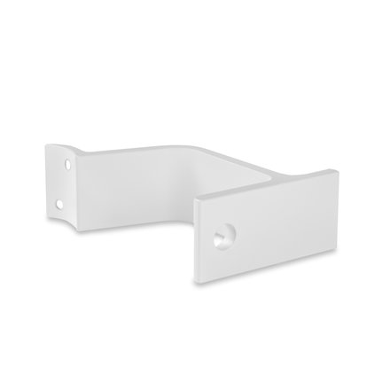 Picture: Handrail holder white matt round support curved with cap nut (horizontal)
