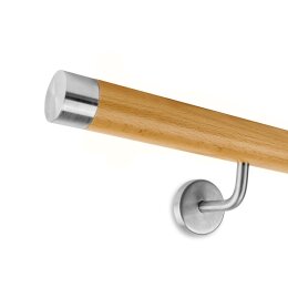 Picture: Handrail set beech with stainless steel end cap...