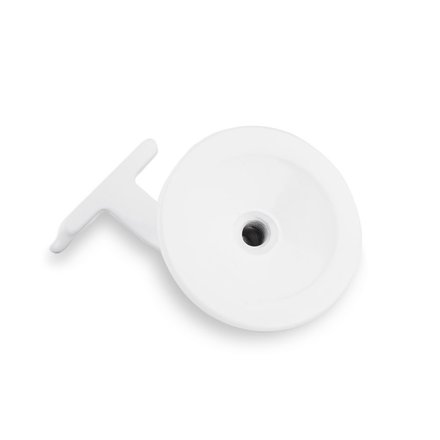 Bild: Handlaufhalter weiß glänzend runde Auflage mit Stockschraube glänzend (liegend)