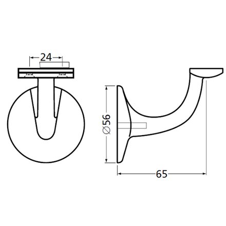 Handrail bracket white straight support with hanger bolt