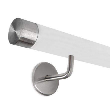Picture: Handrail black with stainless steel end cap straight and holder 2