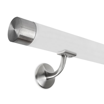 Picture: Handrail black with stainless steel end cap straight and holder with hanger bolt