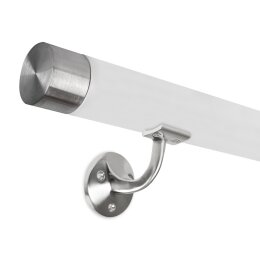 Handrail set white with end caps straight + brackets