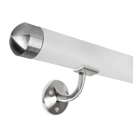 Handrail Set White with end caps round + brackets