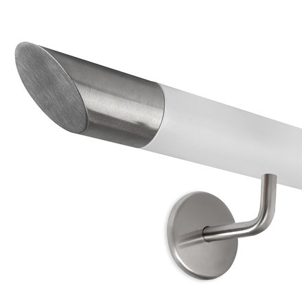 Picture: Handrail white with stainless steel end cap bevelled and holder 2