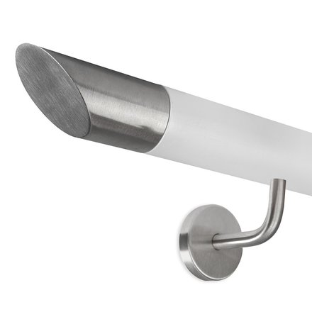 Picture: Handrail white with stainless steel end cap bevelled and holder 1