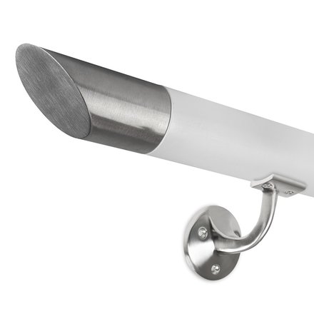 Handrail Set White  45 incl. stainless steel oblique + holder