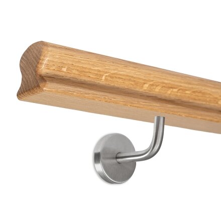 Picture: Handrail set oak omega 55x50mm with holders for screwing in, holder 1