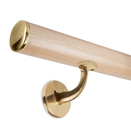 Picture: Handrail set maple with brass holders and brass caps