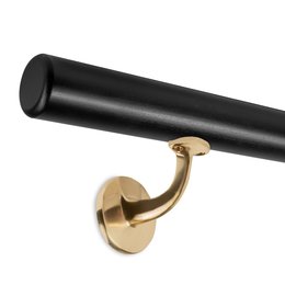 Picture: Handrail set black with brass holders