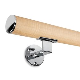 Image: Handrail maple with polished stainless steel cap...