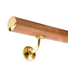 Picture: Handrail set oak with brass holders and brass caps