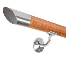 Handlauf-Set Roteiche Ø 45 inkl. Edelstahlkappen schräg + Halter