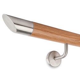 Picture: Handrail set red oak with stainless steel end...