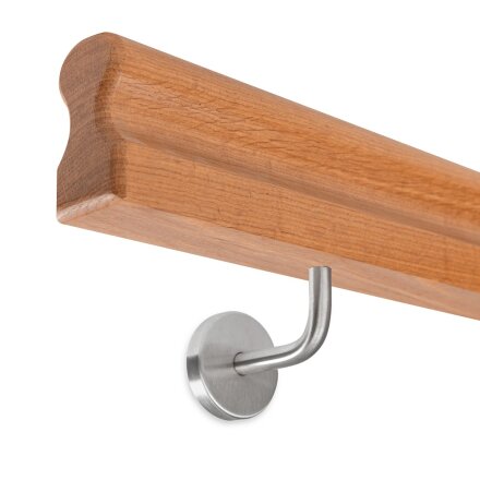 Bild: Handlauf Eiche Omega 45x80mm, mit Haltern zum Einschrauben, Halter 1