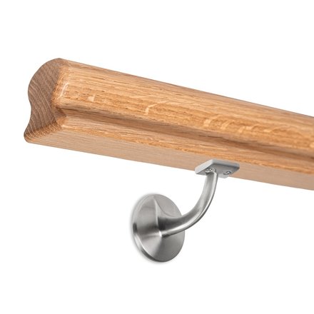 Picture: Handrail set oak omega 55x50mm with holders with hanger bolt
