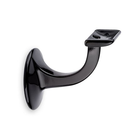 Bild: Handlaufhalter schwarz gerade Auflage mit Stockschraube glänzend