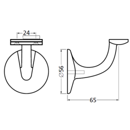 Handrail bracket golden straight support with hanger bolt