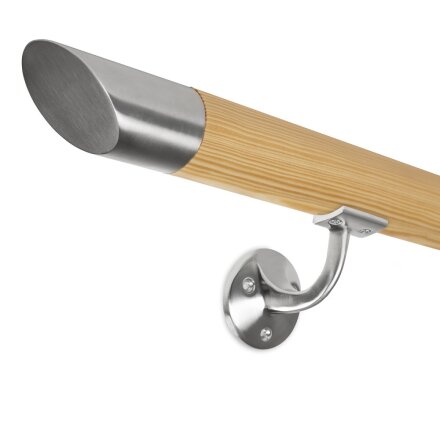 Handrail Beech  45 incl. caps flat + brackets