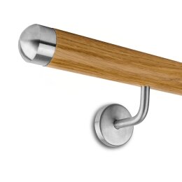 Picture: Handrail set oak with stainless steel end cap...