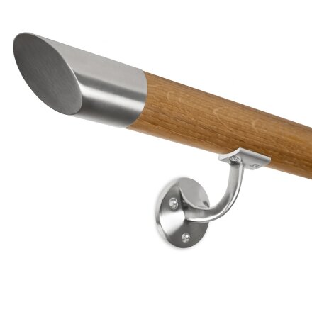 Handrail Oak  45 incl. end caps flat + brackets