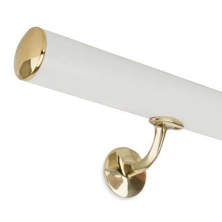 Picture: Handrail set white with brass holders and brass caps